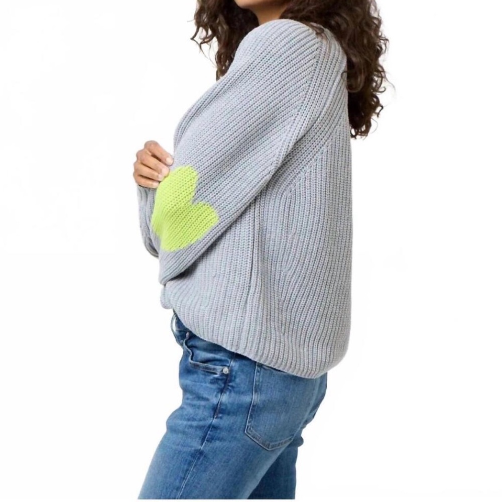 Kerri Rosenthal Grey Ricki Imperfect Heart Sweater, Size S